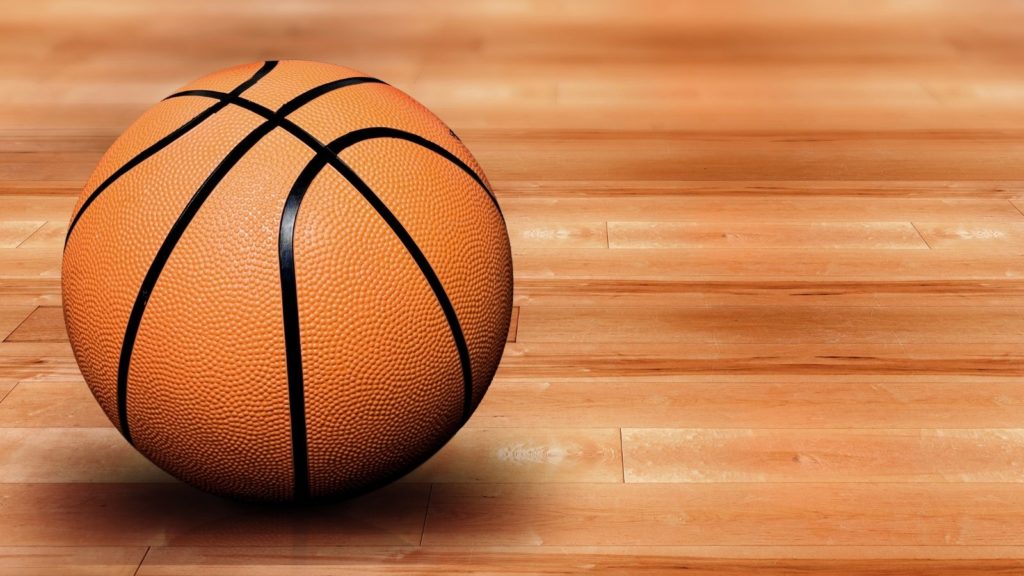 basketball on hardwood floor